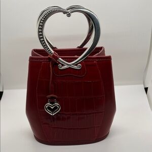 Brighton Never Used Heart Handle Red Leather Women's Bag With Original Box